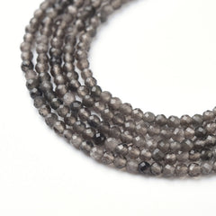 Smoky Quartz Faceted Natural Gemstone Round Beads 2mm PRP938