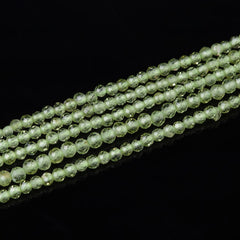 AAA Micro Faceted Natural Green Prehnite Round Beads PRP943