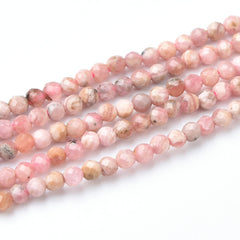 Argentina Rhodochrosite Round Faceted Gemstone Beads PRP953