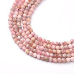 Argentina Rhodochrosite Round Faceted Gemstone Beads PRP953