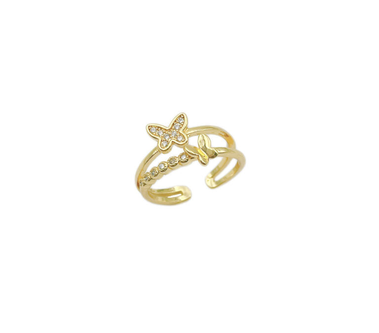 18K Gold Filled Butterfly Ring Dainty Monarch Ring, Adjustable Ring, Minimalist CZ Ring, Micro Pave Ring, Gold Open Ring, RG029