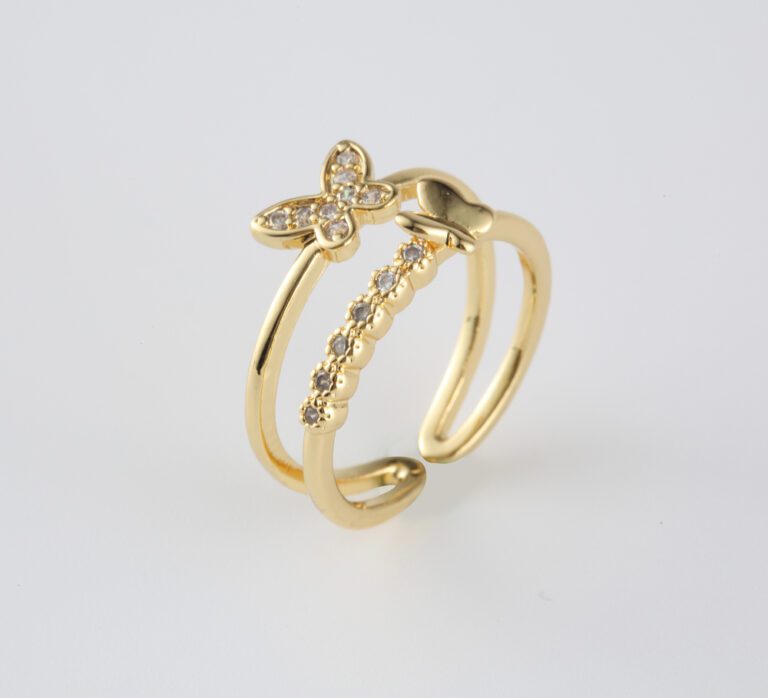 18K Gold Filled Butterfly Ring Dainty Monarch Ring, Adjustable Ring, Minimalist CZ Ring, Micro Pave Ring, Gold Open Ring, RG029