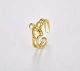 Mouse Ring, Gold Filled Mouse Ring, Stackable Ring, Open Adjustable Ring, Kids Ring, Gift for Her, 21x20mm, RG139