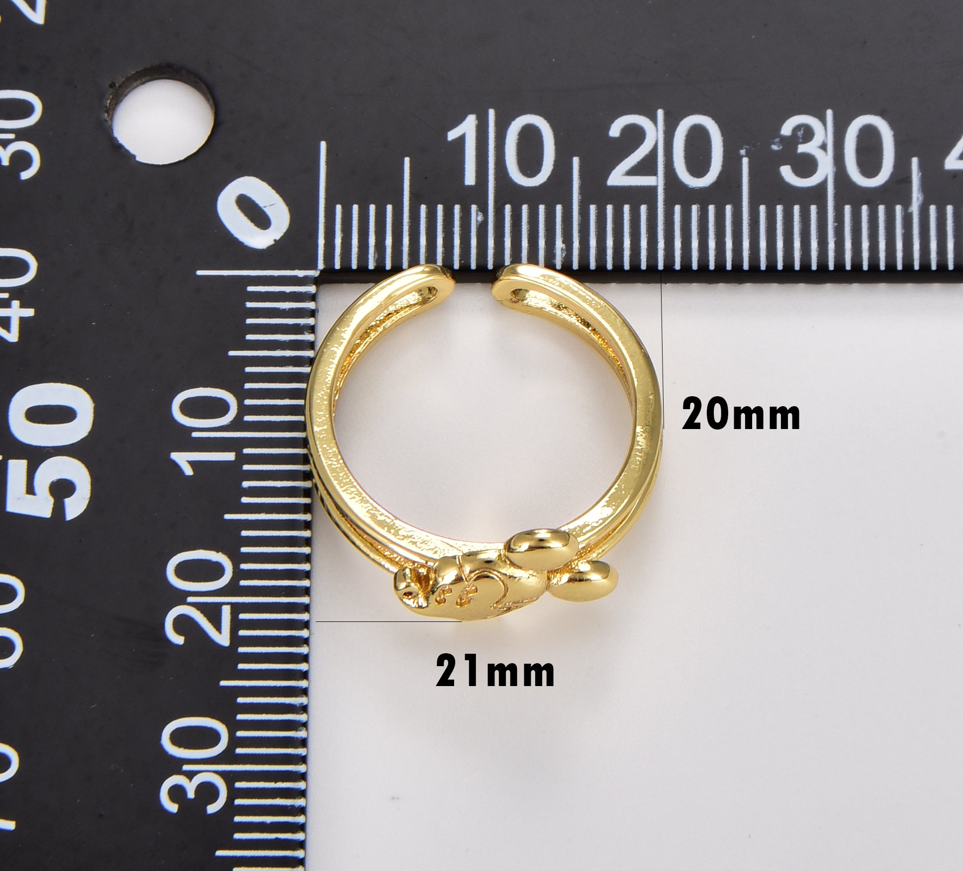 Mouse Ring, Gold Filled Mouse Ring, Stackable Ring, Open Adjustable Ring, Kids Ring, Gift for Her, 21x20mm, RG139