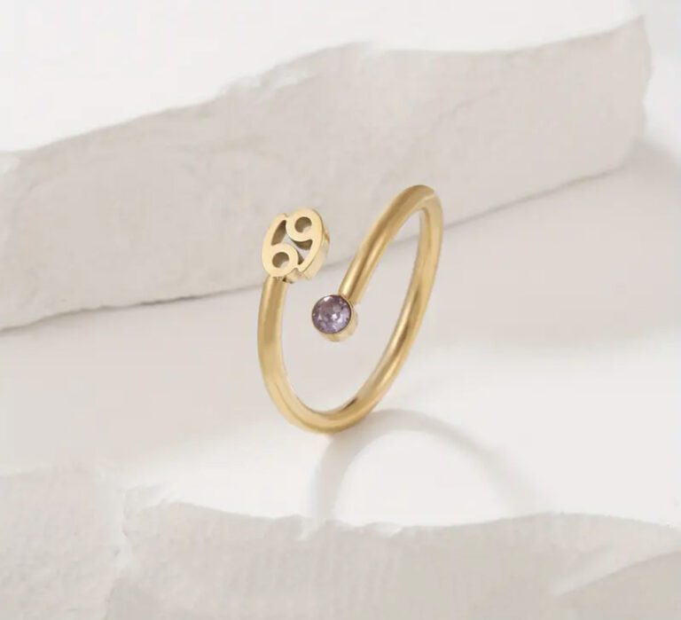 18K Gold Filled Dainty Zodiac Ring, Adjustable Minimalist Ring, Astrology Ring, Horoscope Ring, Gift for Her, RG196