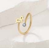 18K Gold Filled Dainty Zodiac Ring, Adjustable Minimalist Ring, Astrology Ring, Horoscope Ring, Gift for Her, RG196