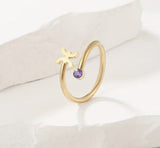 18K Gold Filled Dainty Zodiac Ring, Adjustable Minimalist Ring, Astrology Ring, Horoscope Ring, Gift for Her, RG196