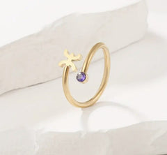 18K Gold Filled Dainty Zodiac Ring, Adjustable Minimalist Ring, Astrology Ring, Horoscope Ring, Gift for Her, RG196