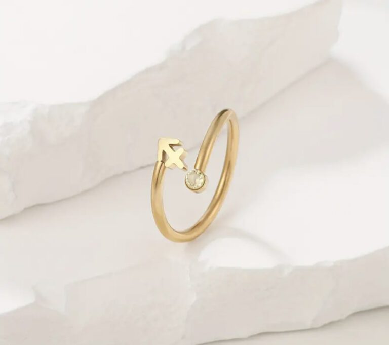 18K Gold Filled Dainty Zodiac Ring, Adjustable Minimalist Ring, Astrology Ring, Horoscope Ring, Gift for Her, RG196