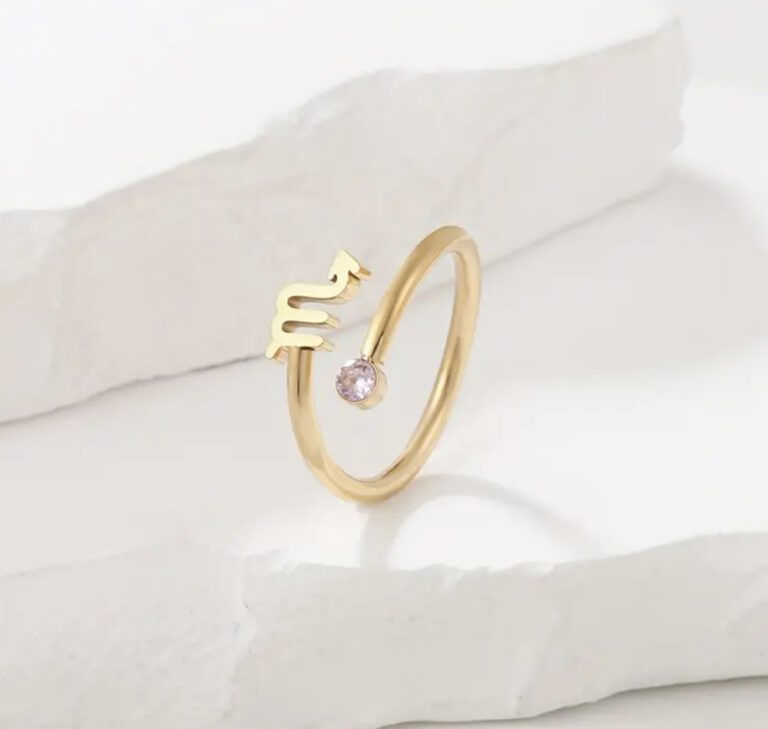 18K Gold Filled Dainty Zodiac Ring, Adjustable Minimalist Ring, Astrology Ring, Horoscope Ring, Gift for Her, RG196