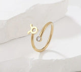 18K Gold Filled Dainty Zodiac Ring, Adjustable Minimalist Ring, Astrology Ring, Horoscope Ring, Gift for Her, RG196