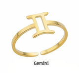 18K Gold Filled Zodiac Sign Ring, Horoscope Stacking Ring, Adjustable Minimalist Ring, Summer Jewelry Gift for Women, RG197