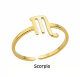 18K Gold Filled Zodiac Sign Ring, Horoscope Stacking Ring, Adjustable Minimalist Ring, Summer Jewelry Gift for Women, RG197