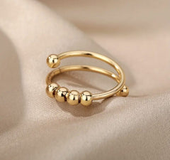 18K Gold Filled Spinning Beads Adjustable Ring, Anxiety Ring, Simple Ring, Minimalist Jewelry, Gift for Her, Valentine Gift, RG199