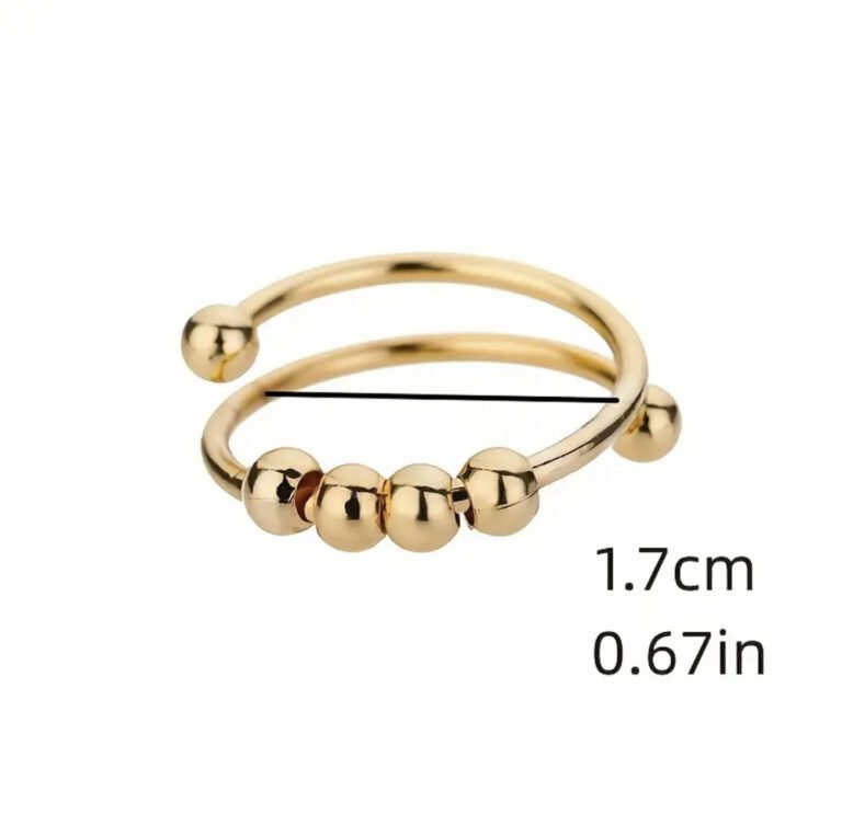 18K Gold Filled Spinning Beads Adjustable Ring, Anxiety Ring, Simple Ring, Minimalist Jewelry, Gift for Her, Valentine Gift, RG199