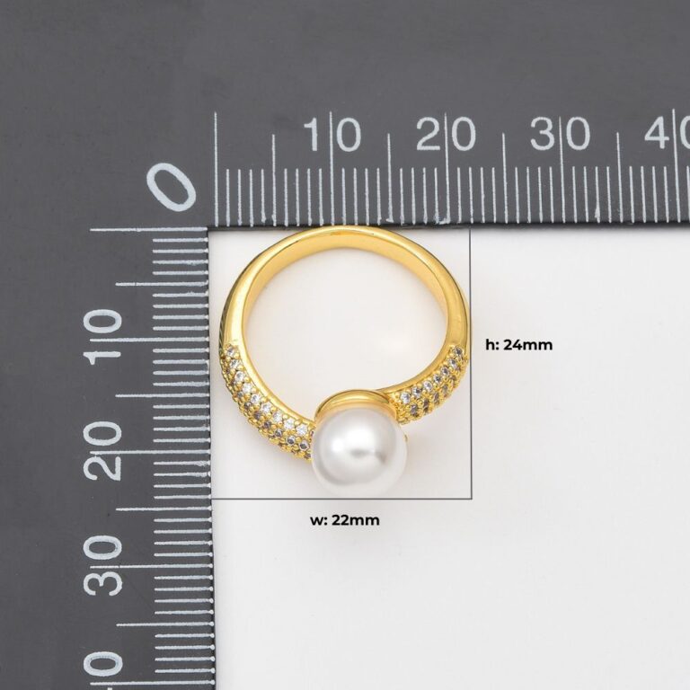 18K Gold Filled Dainty Open Cuff Ring, Pearl Ring, Minimalist Stacking Ring, Unique Design Ring, Gift for Her, RG208