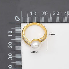 18K Gold Filled Dainty Open Cuff Ring, Pearl Ring, Minimalist Stacking Ring, Unique Design Ring, Gift for Her, RG208