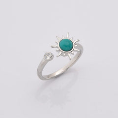 18K Gold Filled Dainty Open Adjustable Turquoise Sun Ring, Rotation Spinning Sun Ring, Stacking Ring, Minimalist Ring, Gift for Her, RG215