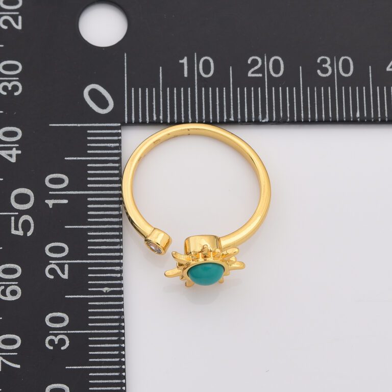 18K Gold Filled Dainty Open Adjustable Turquoise Sun Ring, Rotation Spinning Sun Ring, Stacking Ring, Minimalist Ring, Gift for Her, RG215
