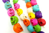 Skull Beads Howlite Gemstones, Turquoise Skull Beads, Halloween Skull Beads Howlite Dyed Stone Beads Carved Stone Skull 15.5", ORG036