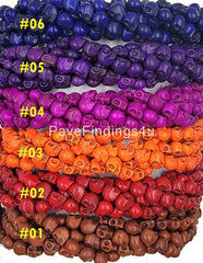 Howlite Skull Beads, 12x10mm Gemstone, Dyed Skull Shaped Bead Full 15.5" Strand, ORG179