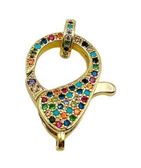 14K Gold Filled Micro Pave Rainbow Lobster Clasp, 25x18mm, CL461B