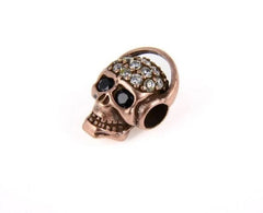 Cubic Zirconia Micro Pave Skull Head Beads Spacer, Antique Tone CZ Skull Bead, DIY, Jewelry Making, 17x12mm, BD677