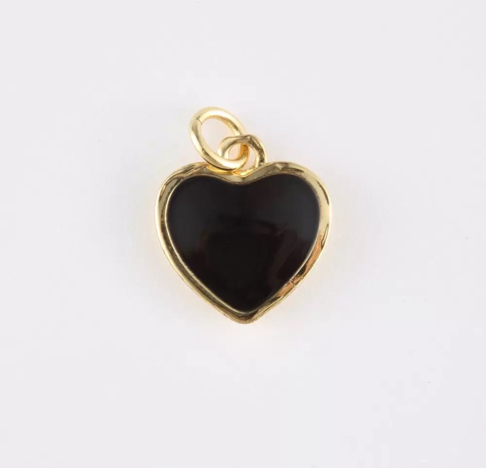 18K Gold Filled Enamel Heart Charm in Purple Yellow Teal Red Pink Light Blue Orange White Enamel Charms, Heart Charm, Gold Filled Over Brass, CP1528