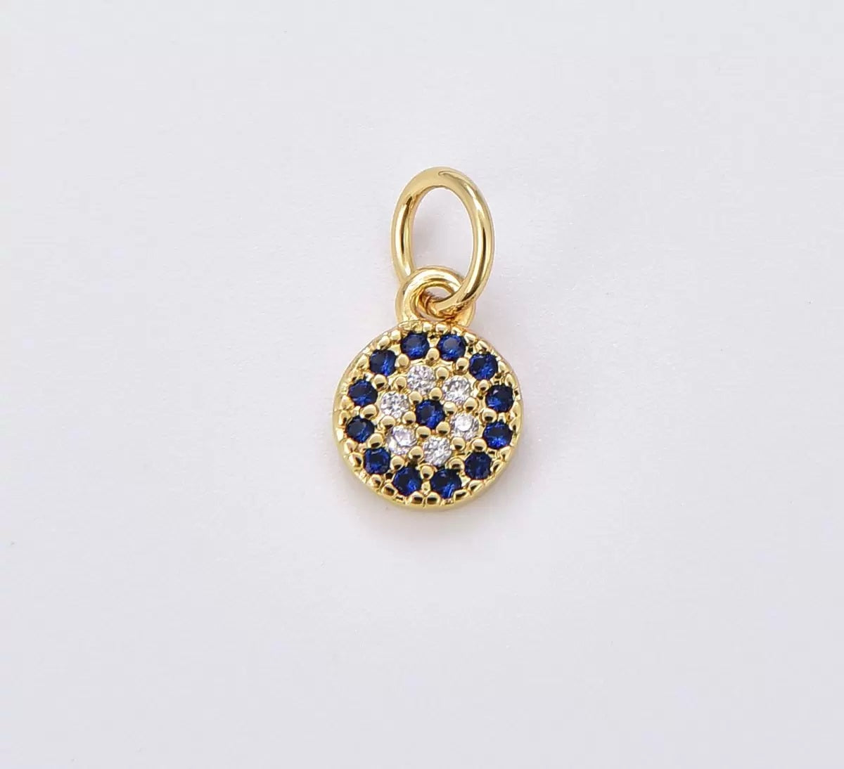 14K Gold Filled, Round Evil Eye Charm Pendant CZ Micro Pave, Evil Eye Charm, Evil Eye Jewelry, Evil Eye Pendant, Cubic Zirconia, 6mm, CP875