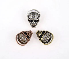 Cubic Zirconia Micro Pave Skull Head Beads Spacer, Antique Tone CZ Skull Bead, DIY, Jewelry Making, 17x12mm, BD677