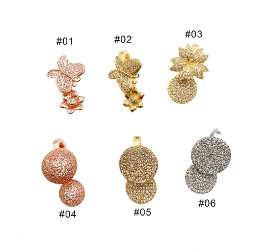 24K Gold Filled Strong Magnetic CZ Clasp CZ Micro Pave Clasp Butterfly Clasp Flower Clasp Enhancer Clasp Cubic Zirconia 25x13mm CL406