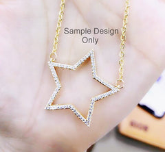 18K Gold Filled Star Charm Connector, Colorful Rainbow CZ Star Pendant for Bracelet Necklace Jewelry Making Supply, CN258