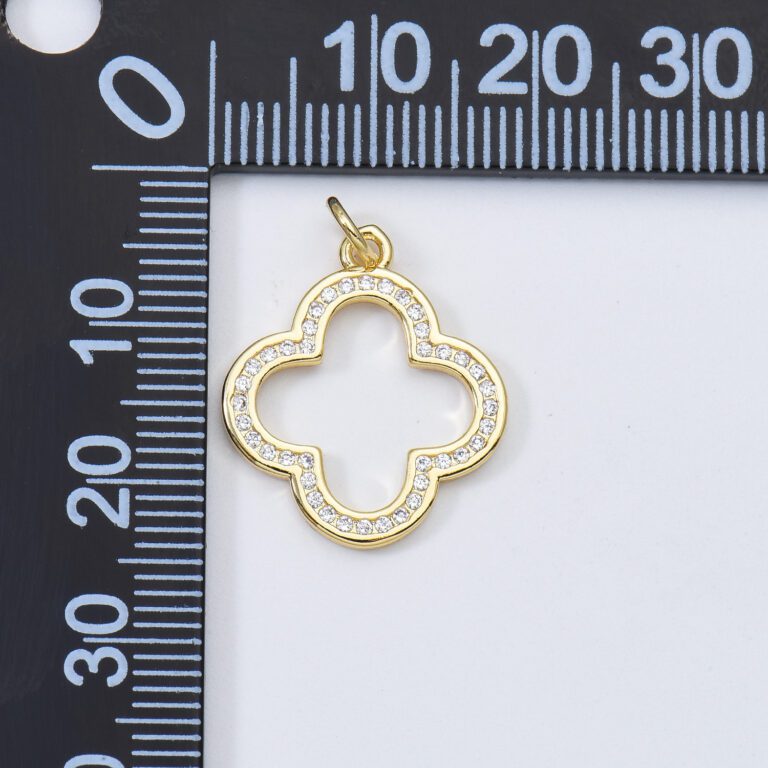 18K Gold Filled Four Leaf Clover Charm, Silver Clover Charm, Good Luck Charm, Lucky Charm Pendant for Necklace Bracelet Earrings Component, CP1782