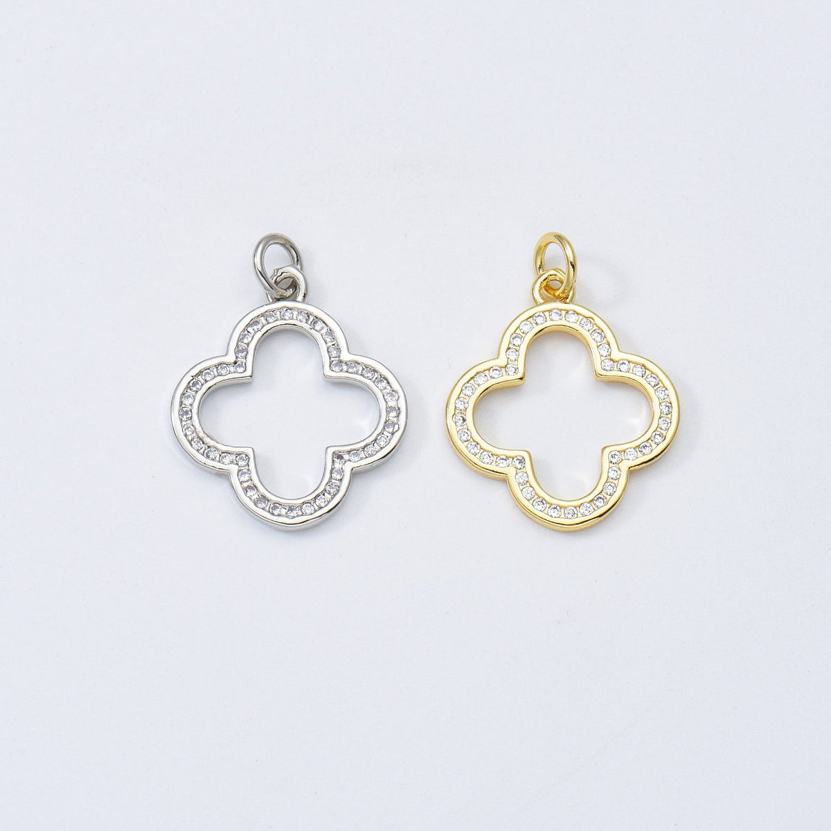 18K Gold Filled Four Leaf Clover Charm, Silver Clover Charm, Good Luck Charm, Lucky Charm Pendant for Necklace Bracelet Earrings Component, CP1782