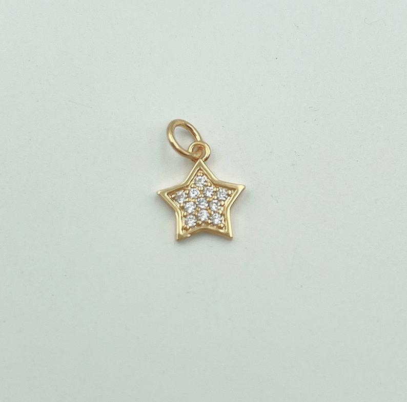 18K Gold Filled Star Charm Pendant, Tiny Star Cubic Zirconia Bracelet Necklace Pendant Earring Charm Gift for Woman Jewelry Making, CP010