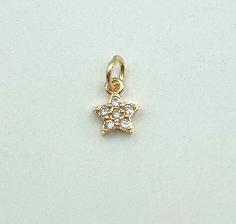 18K Gold Filled Star Charm Pendant, Tiny Star Cubic Zirconia Bracelet Necklace Pendant Earring Charm Gift for Woman Jewelry Making, CP010