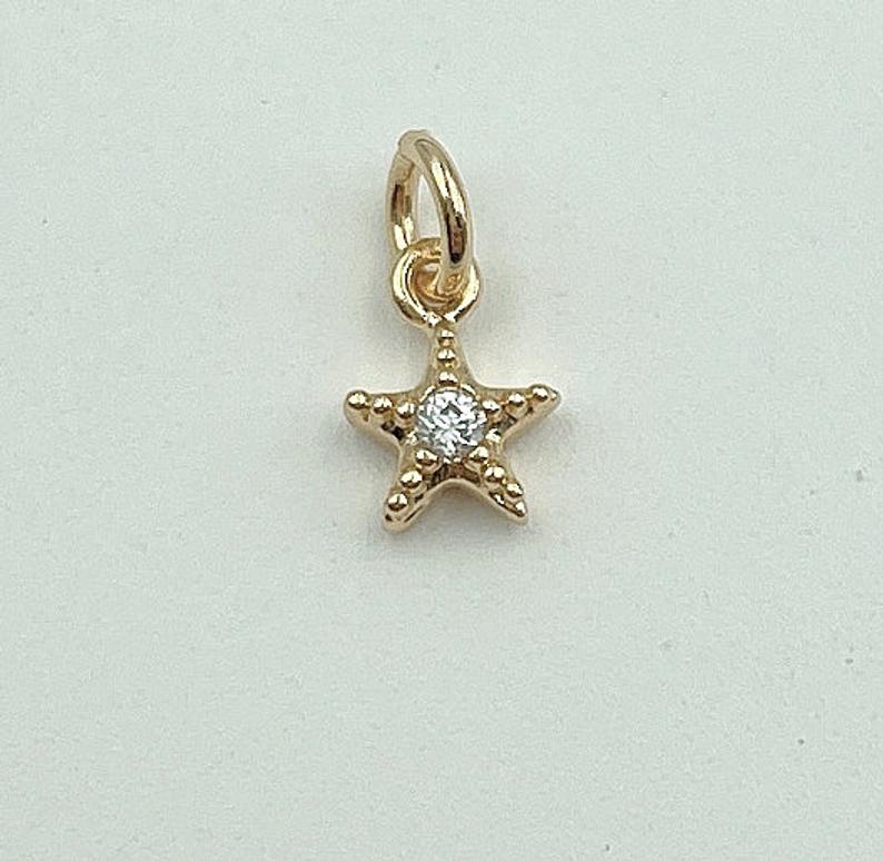 18K Gold Filled Star Charm Pendant, Tiny Star Cubic Zirconia Bracelet Necklace Pendant Earring Charm Gift for Woman Jewelry Making, CP010