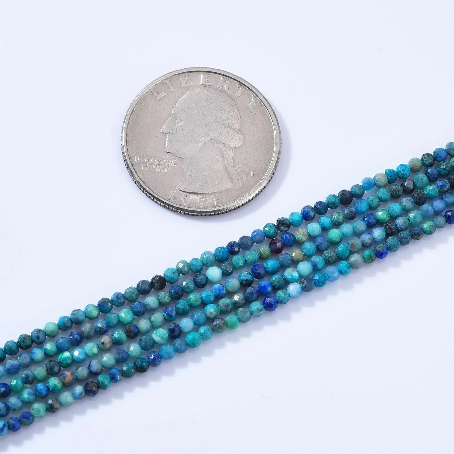 AAA Natural Azurite 2.3mm Faceted Round Beads, Laser Diamond Cut Blue Gemstone 15.5" Full Strand, PRP1014
