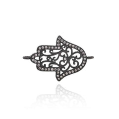 24K Gold Filled Hamsa Pave Charm, Pave CZ Diamond Hamsa Hand Connector Link, Micro Pave CZ Hamsa Connector, 25X16MM| CN026