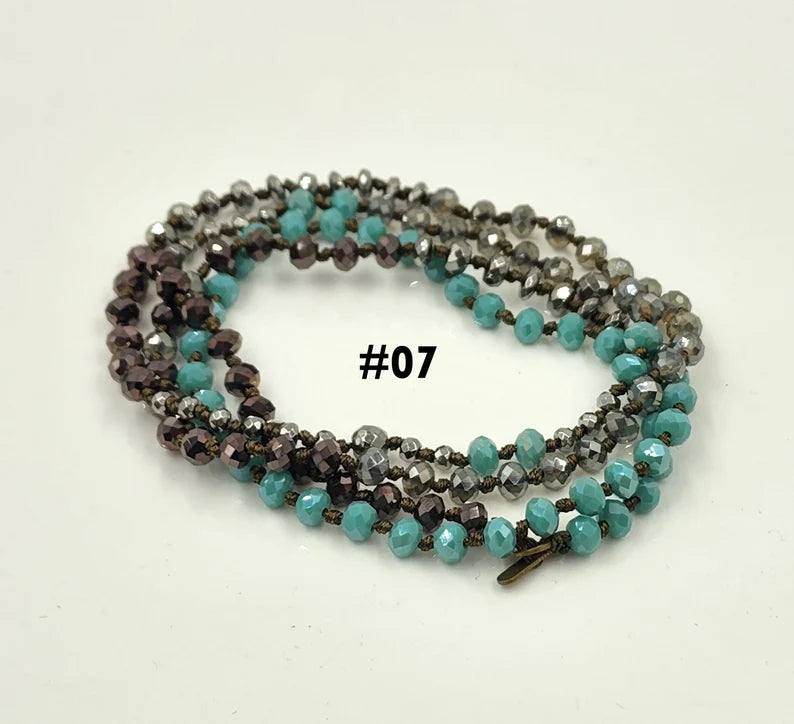 Double Wrap Layering Skinny Hand-Knotted Necklaces, 6x5mm, 34 Inches Long, NK999