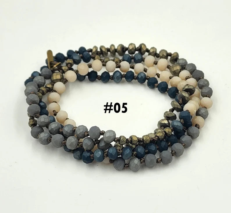 Double Wrap Layering Skinny Hand-Knotted Necklaces, 6x5mm, 34 Inches Long, NK999