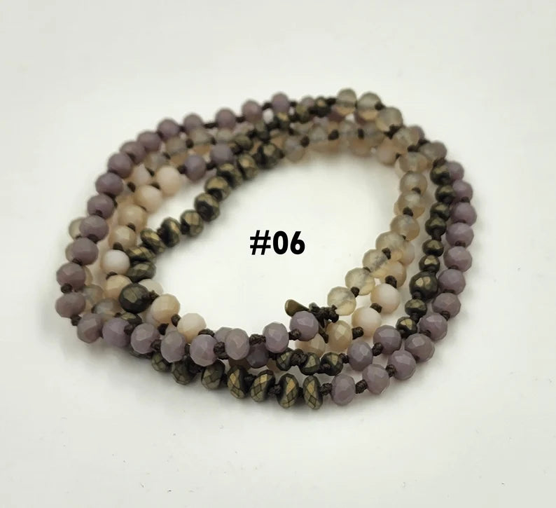 Double Wrap Layering Skinny Hand-Knotted Necklaces, 6x5mm, 34 Inches Long, NK999