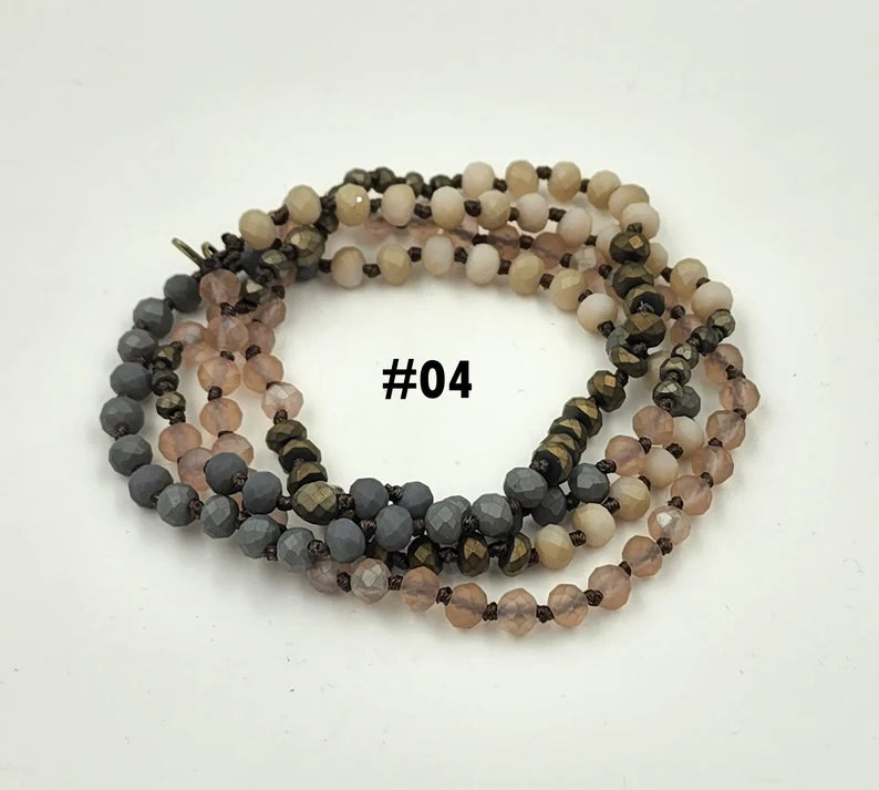 Double Wrap Layering Skinny Hand-Knotted Necklaces, 6x5mm, 34 Inches Long, NK999