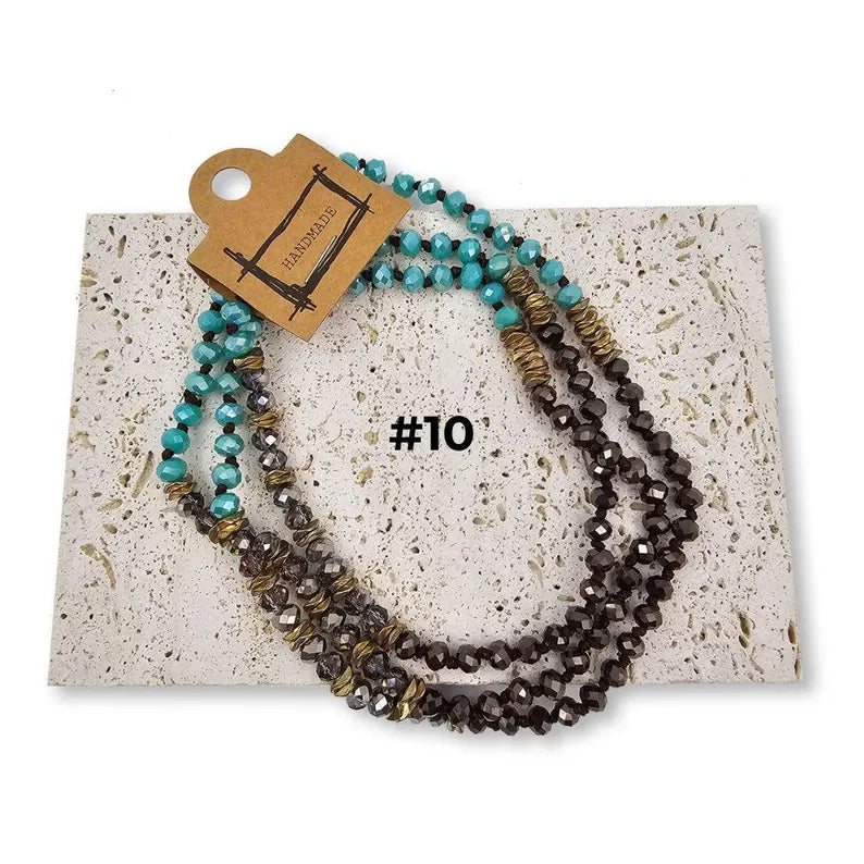 Double Wrap Layering Skinny Hand-Knotted Necklaces, 6x5mm, 34 Inches Long, NK999
