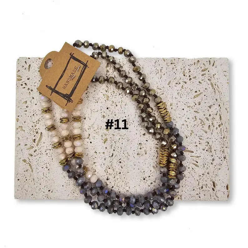 Double Wrap Layering Skinny Hand-Knotted Necklaces, 6x5mm, 34 Inches Long, NK999