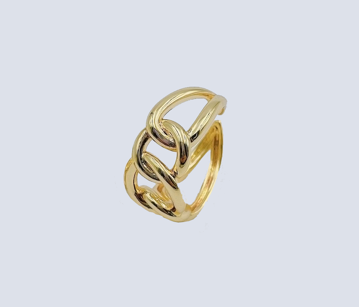 18K Gold Filled Statement Ring Curb Chunky Thick Stackable and Adjustable CZ Open Cable Dainty Link Chain Ring Gift for Her/Him RG-Batch-01