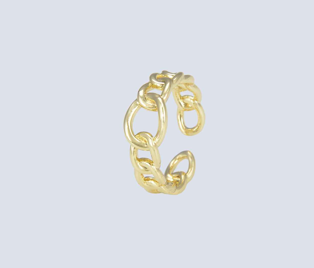 18K Gold Filled Statement Ring Curb Chunky Thick Stackable and Adjustable CZ Open Cable Dainty Link Chain Ring Gift for Her/Him RG-Batch-01