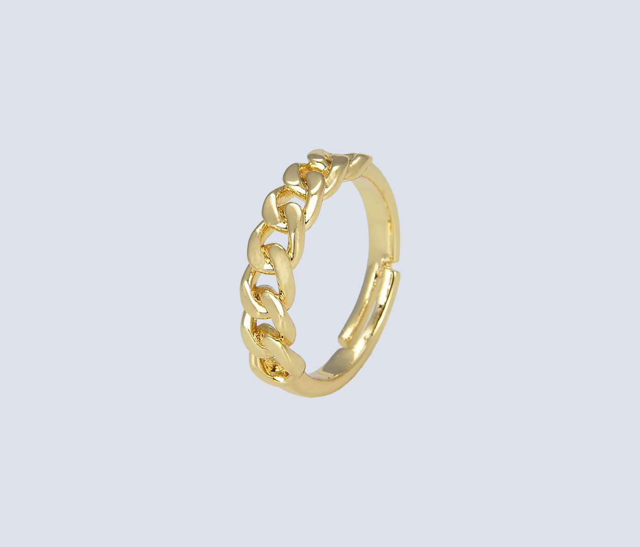 18K Gold Filled Statement Ring Curb Chunky Thick Stackable and Adjustable CZ Open Cable Dainty Link Chain Ring Gift for Her/Him RG-Batch-01