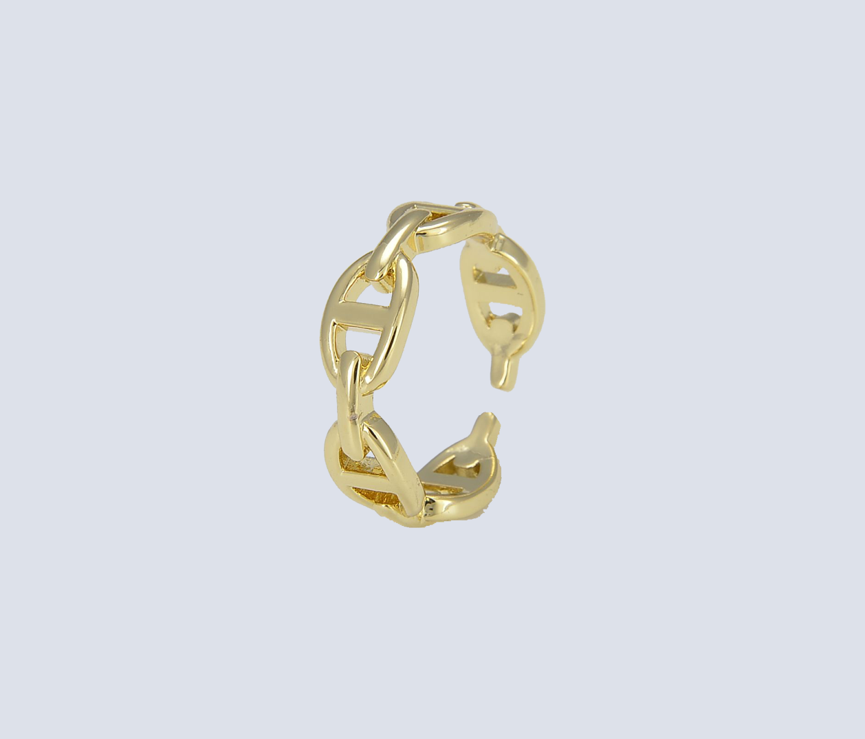 18K Gold Filled Statement Ring Curb Chunky Thick Stackable and Adjustable CZ Open Cable Dainty Link Chain Ring Gift for Her/Him RG-Batch-01