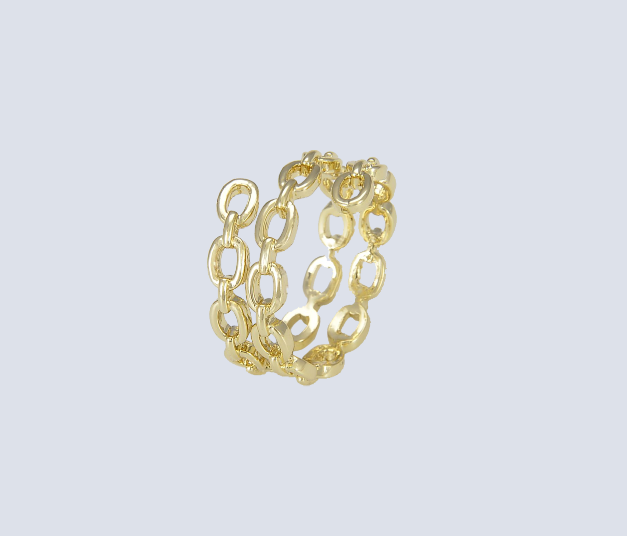 18K Gold Filled Statement Ring Curb Chunky Thick Stackable and Adjustable CZ Open Cable Dainty Link Chain Ring Gift for Her/Him RG-Batch-01